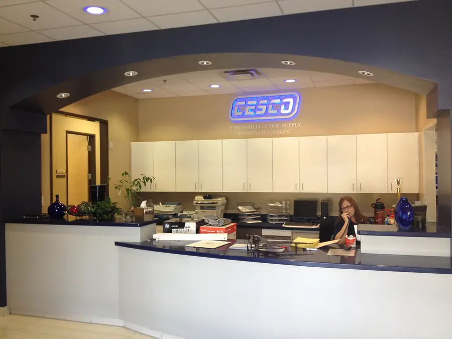 Reception area and service desk at CESCO in San Antonio, painted by Value House Painting